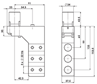 STAR 3 x Ø 22 Sleeve 90 Degree Static Holder - 2